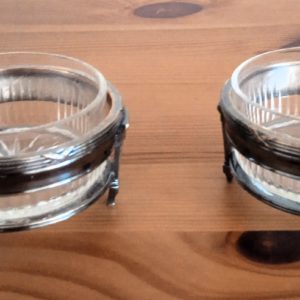 Duo photophores en verre et métal argenté