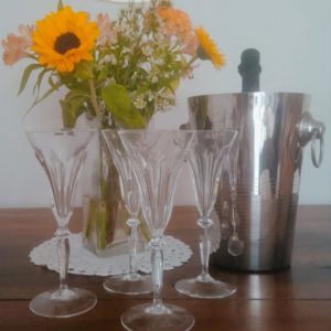 Présentation flutes à champagne x 4 en cristal avec seau à champagne