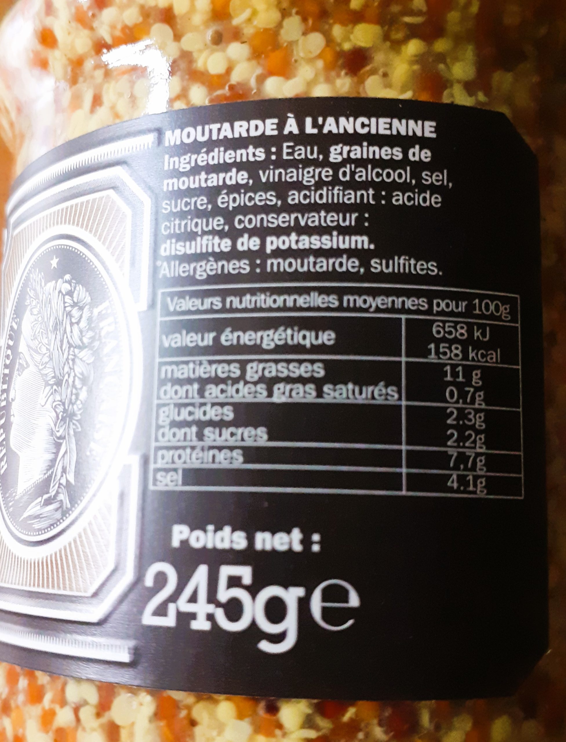 Moutardier en verre ancien avec cuillère et sa moutarde – Image 6