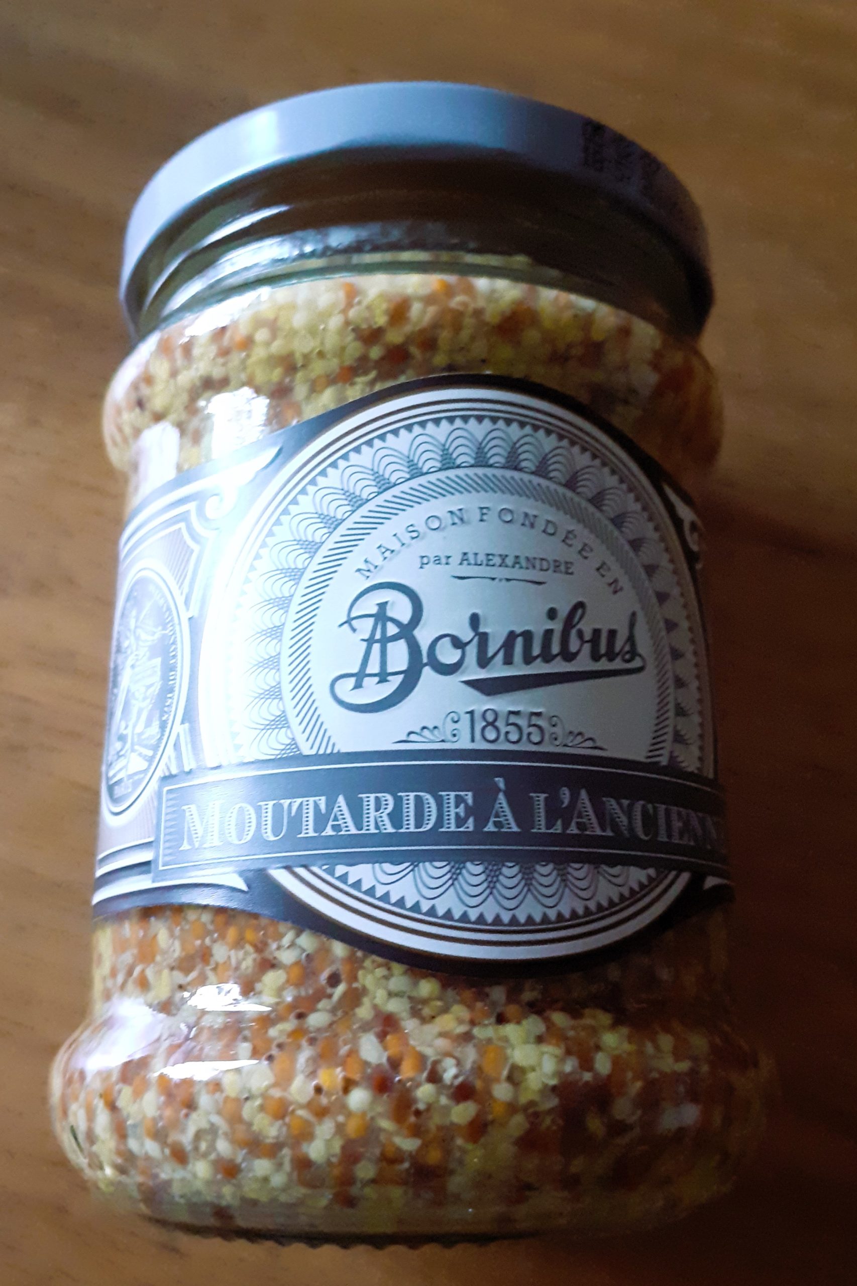 Moutardier en verre ancien avec cuillère et sa moutarde – Image 5